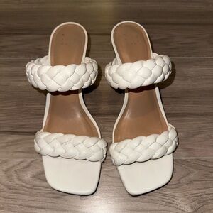 a new day White Braided Double-Strap Slide Heels